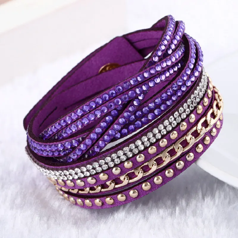Женский Многослойный кожаный браслет стразы с кристаллами|bangle plastic|bangle stand bracelet