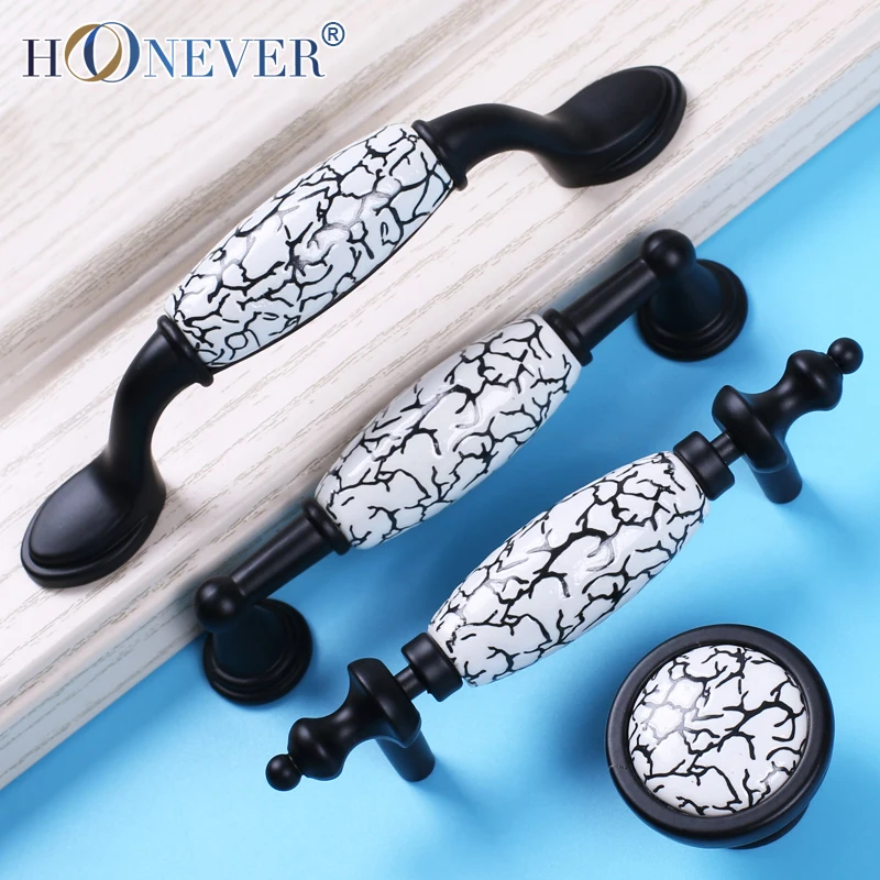 Ручки дверные керамические черные/белые 2 шт.|Ручки шкафа| |