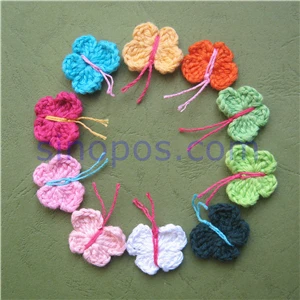 ten colors assorted Ручной работы крючком бабочки амулеты, квилтер скрапбукинга DIY 3D хлопок тканевая аппликация ремесло цветы шитье животных формы головные уборы - Цвет: ten colors assorted
