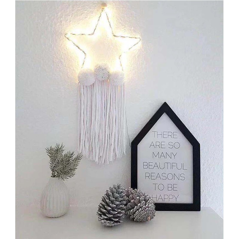 Newly Pentagram With Led Lights Wall Plush Balls Five-pointed Sstar For Baby Room Decor Home Decoration Nordic Style Gifts | Игрушки и