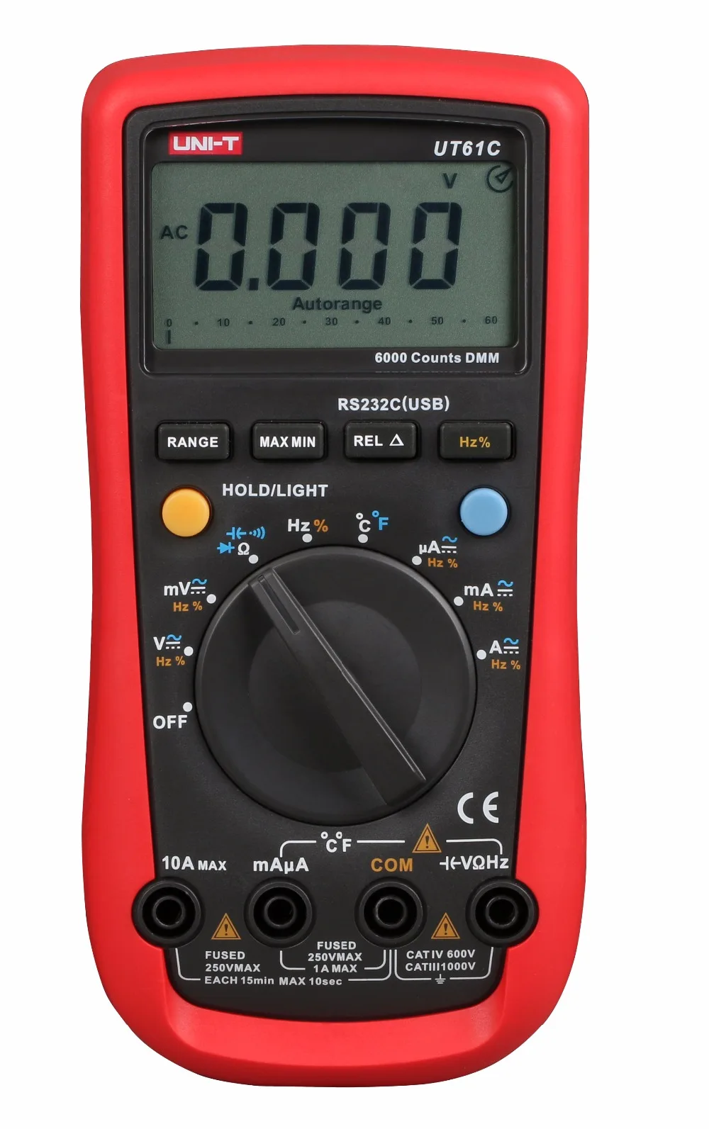 UNI-T UT-61C Современные Цифровые мультиметры UT61C AC/DC напряжение тока Авто/ручной дальномер подсветка и RS232