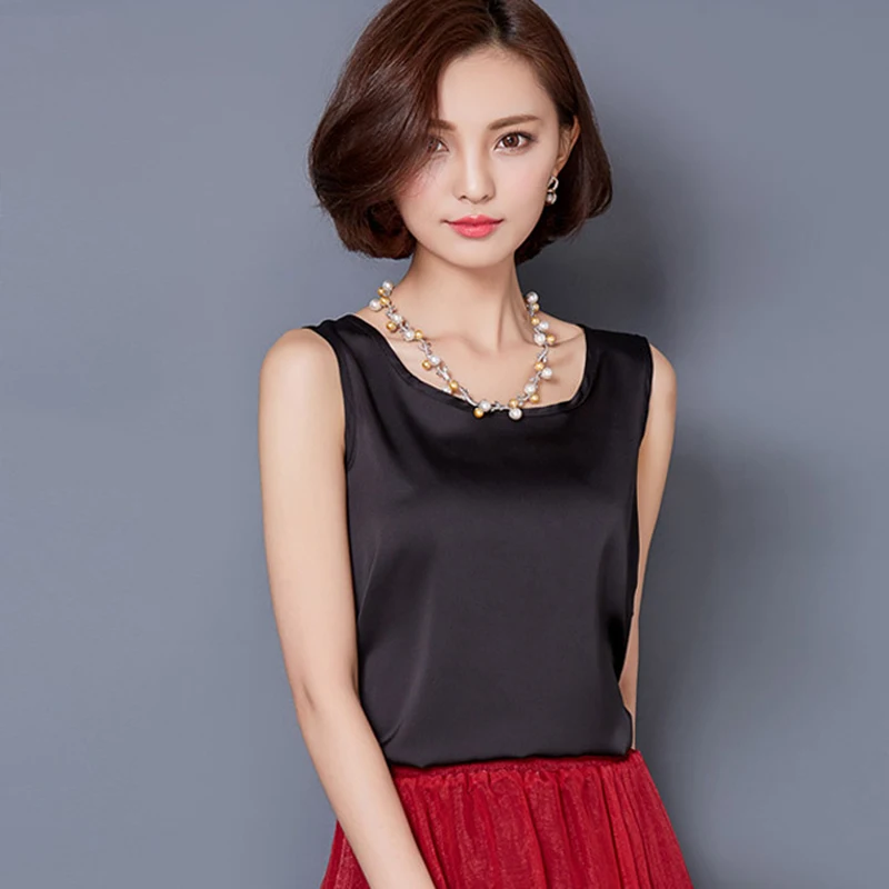 Женские блузки Повседневная шелковая блузка из органической кожи летняя