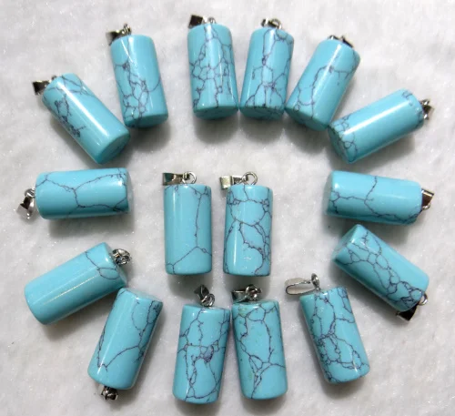 As the picture shows Натуральный камень кварц кристалл Turquoises тигровый глаз цилиндр Подвески для diy для изготовления украшений ожерелья Аксессуары 24 шт - Окраска металла: As the picture shows