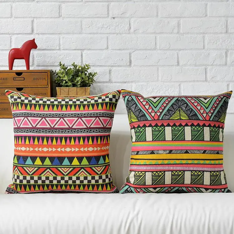 Разноцветная Геометрическая Подушка абстрактная хлопковая льняная наволочка