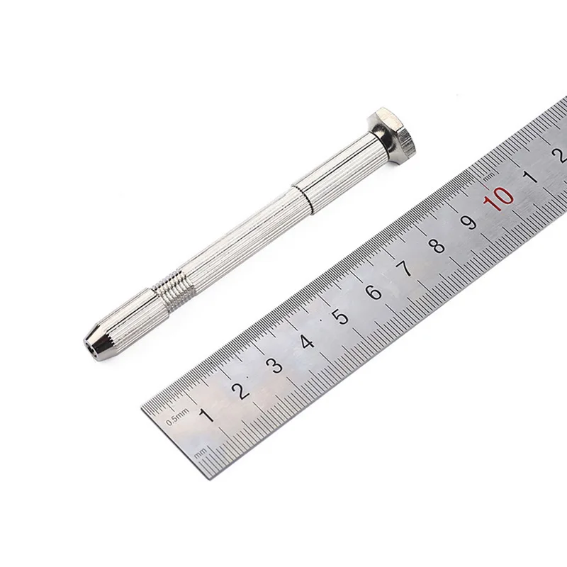 Junejour Aluminum Micro Hand Drill With Keyless Chuck& 10pcs 0.2-2mm/0.3-3.4mm Twist Drill Bit Woodwork Drilling Rotary Tool