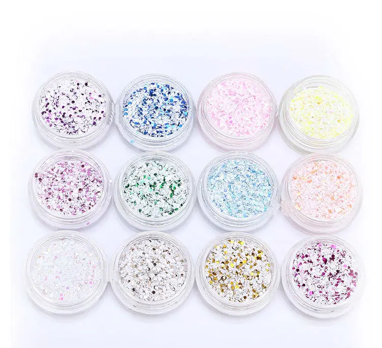 12 Горшков украшение для ногтей 3D Блестящий Снежный порошок набор маникюра