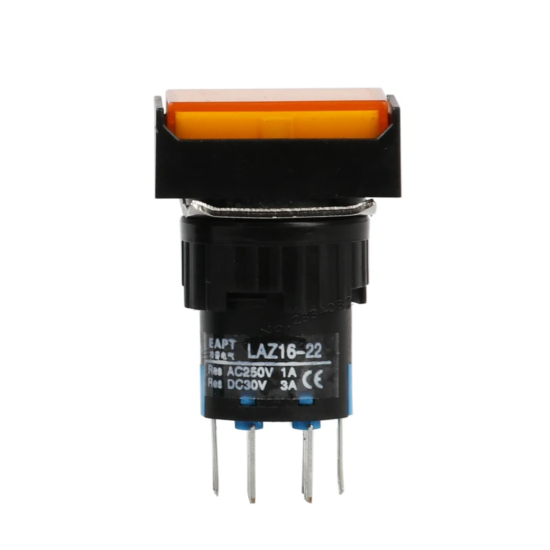 Прямоугольный светодиодный кнопочный переключатель 16 мм с мгновенной