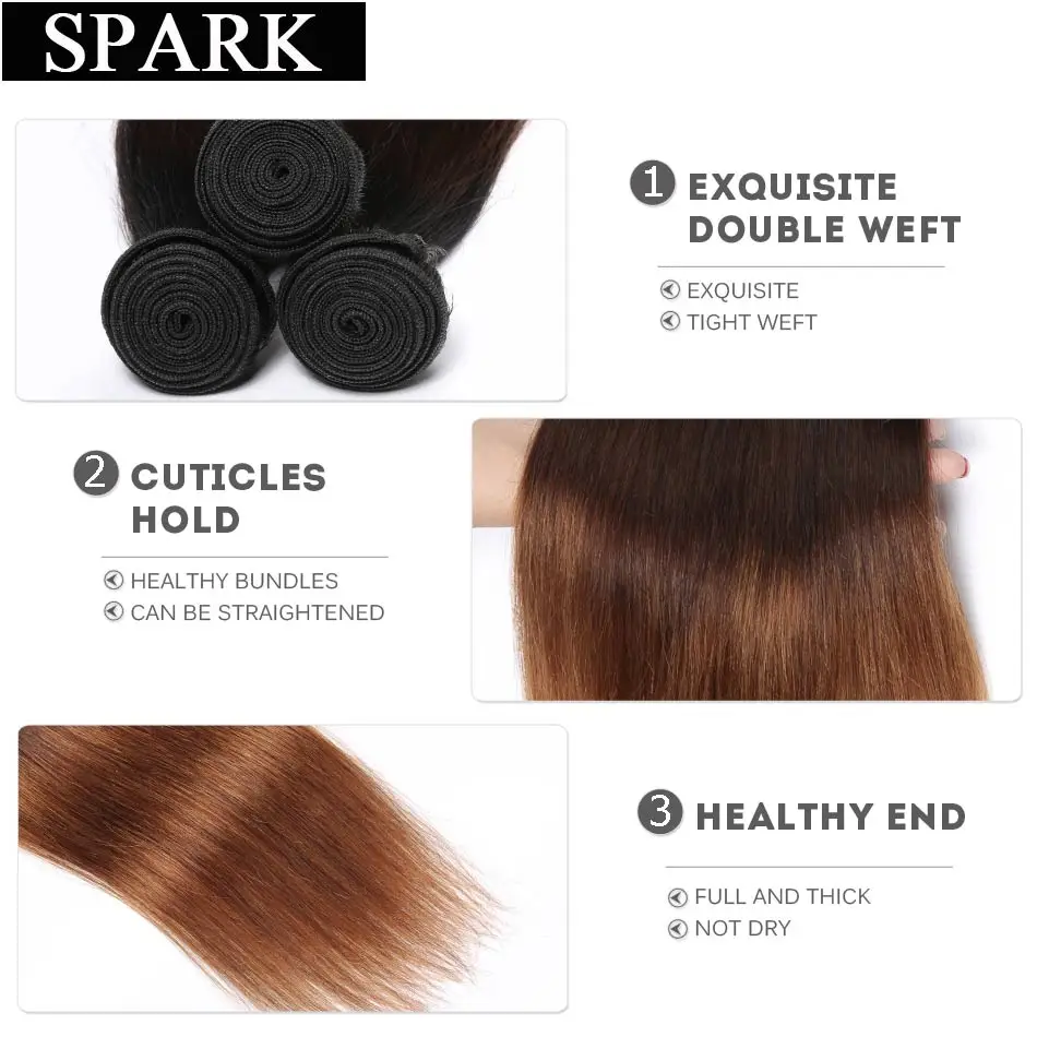 Spark 1B/4/30& 1B/4/27 эффектом деграде(переход от темного к бразильские прямые волосы 1/3/4 шт. Волосы remy пучки волос плетение Пряди человеческих волос для наращивания Инструменты для завивки волос