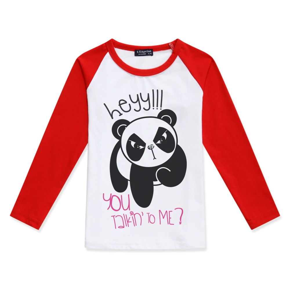 

Boy Tshirts Funny Cartoon Panda Printed Boys Raglan Long Sleeve Tops Girl T Shirt Fashion Cotton Color Block T-Shirt Kids Tshirt