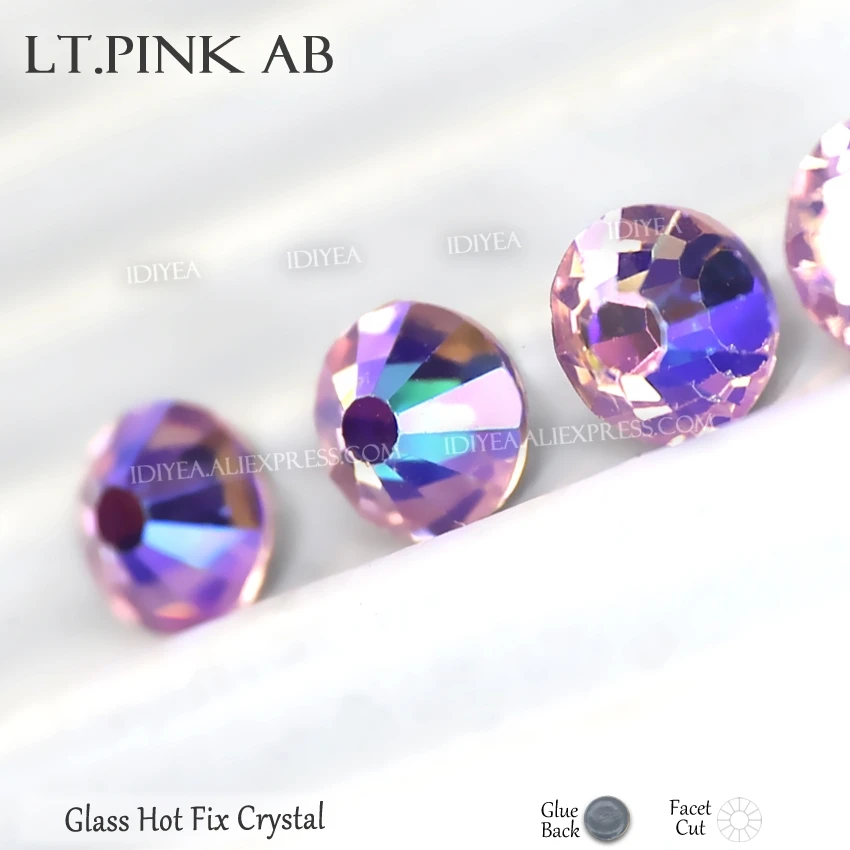 Lt.Pink AB Горячая фиксация стразы с плоской задней стороны для платья