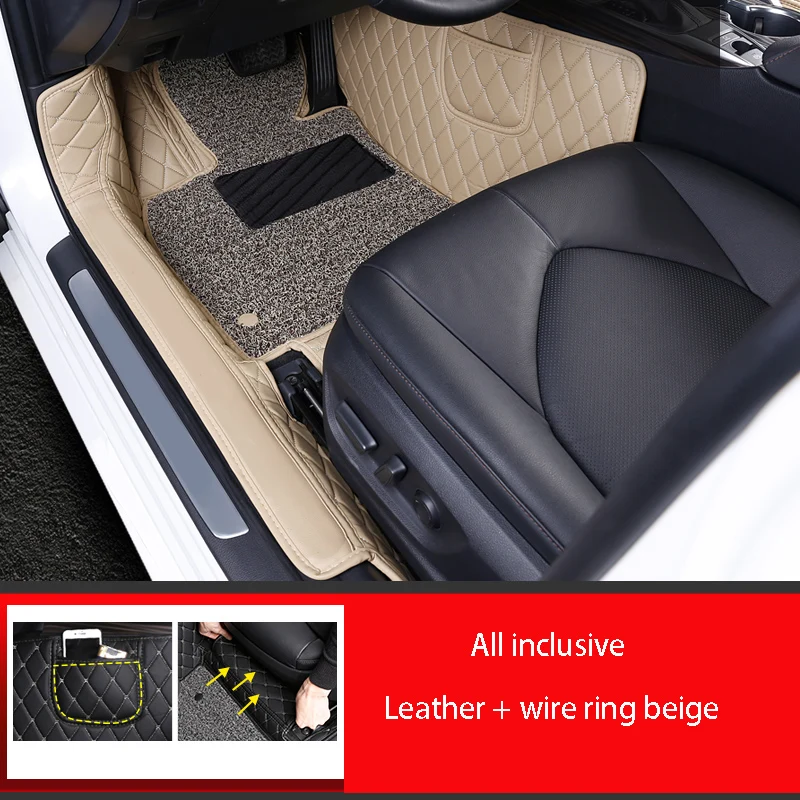 beige Автомобильный коврик в окружении шелковое кольцо кожаный двухслойный анти-грязный износостойкий модификация для Toyota Avalon - Цвет: beige