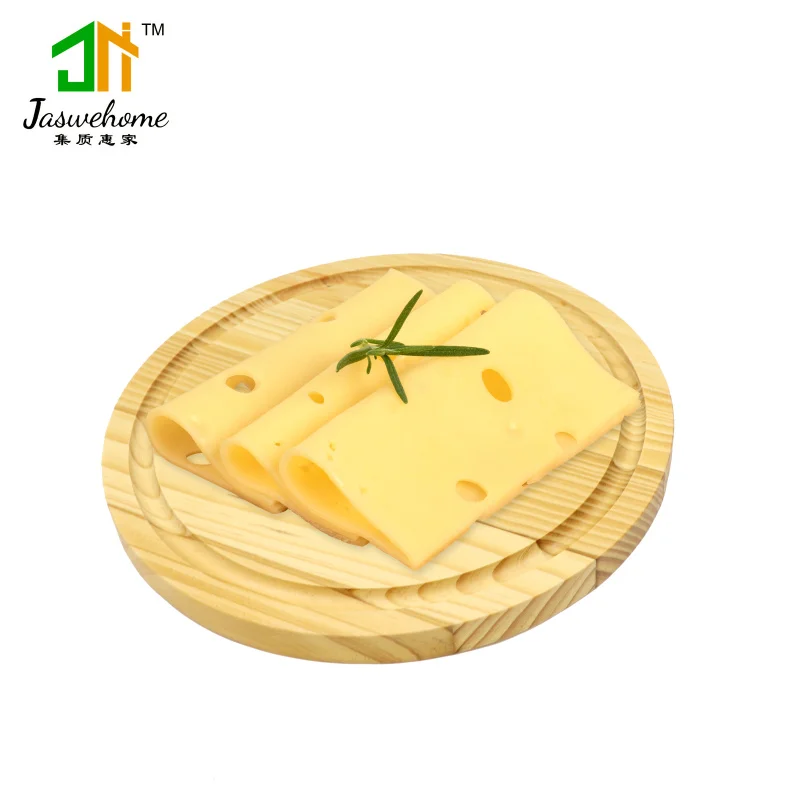 Jaswehome pine wood round cutting board cheese boards solid wood chopping block chopping board with juice groove