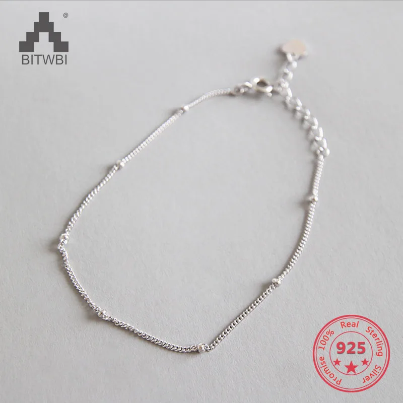 

925 Sterling Silver Bracelets for Women Accessories Minimalism Beads Chain Bracelets & Bangles Silver Jewelry