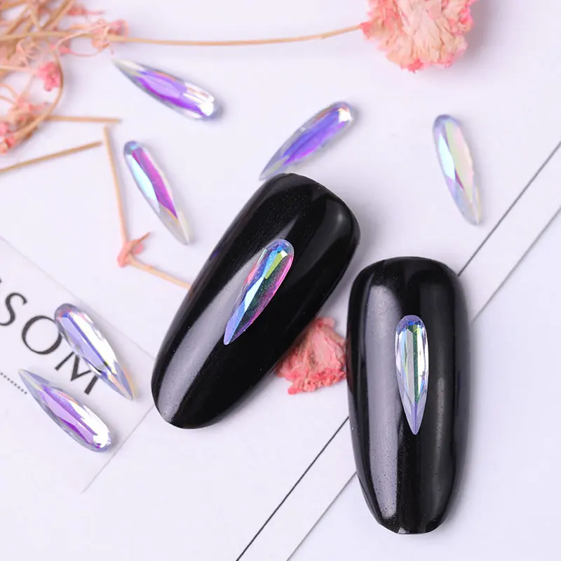 

10 latest AB nail Crystal Rhinestone gemstone Long Drop Charm 3D gem Rhinestone nail art decoration manicure accessories