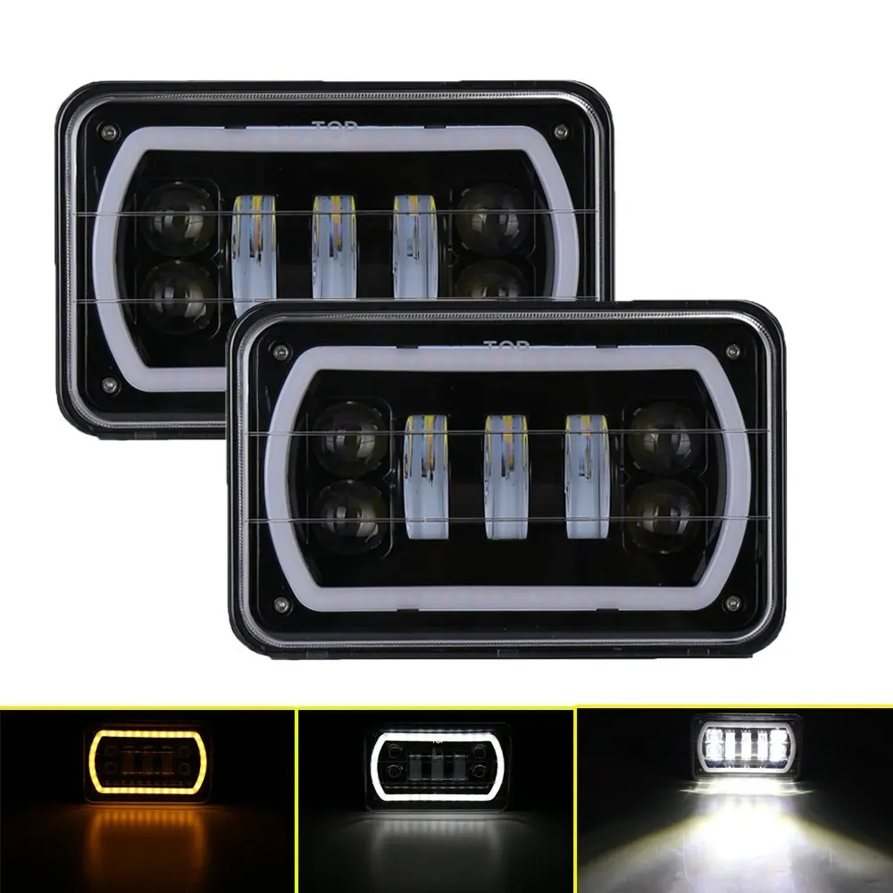 Светодиодные фары TNOOG 4x6 Halo замена прямоугольной формы с DRL янтарным поворотным