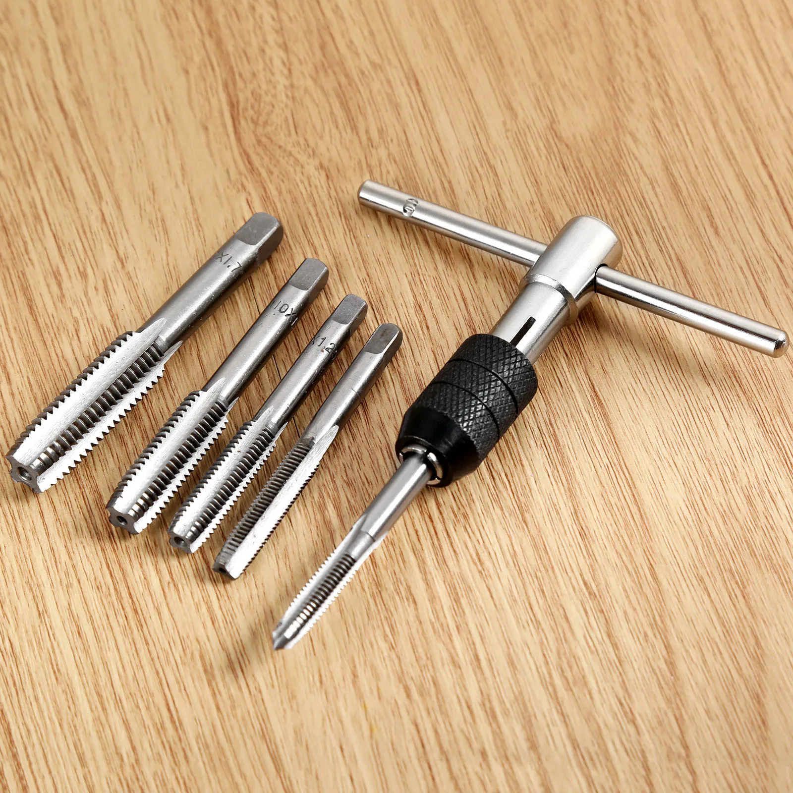 DRELD 6Pcs M6-M12 HSS Hand Taps Screw Thread Metric Plug Tap Set With 6mm-12mm Adjustable T-handle Wrench Tools | Инструменты