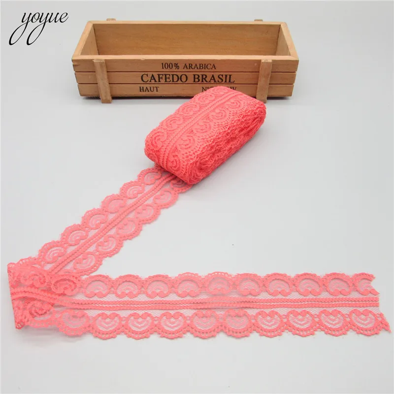 Watermelon Red Высокое качество 10 ярдов кружево, лента, тесьма ширина 45 мм обшивка Ткань DIY вышитый сетчатый шнур для шитья украшения африканская кружевная ткань - Цвет: Watermelon Red