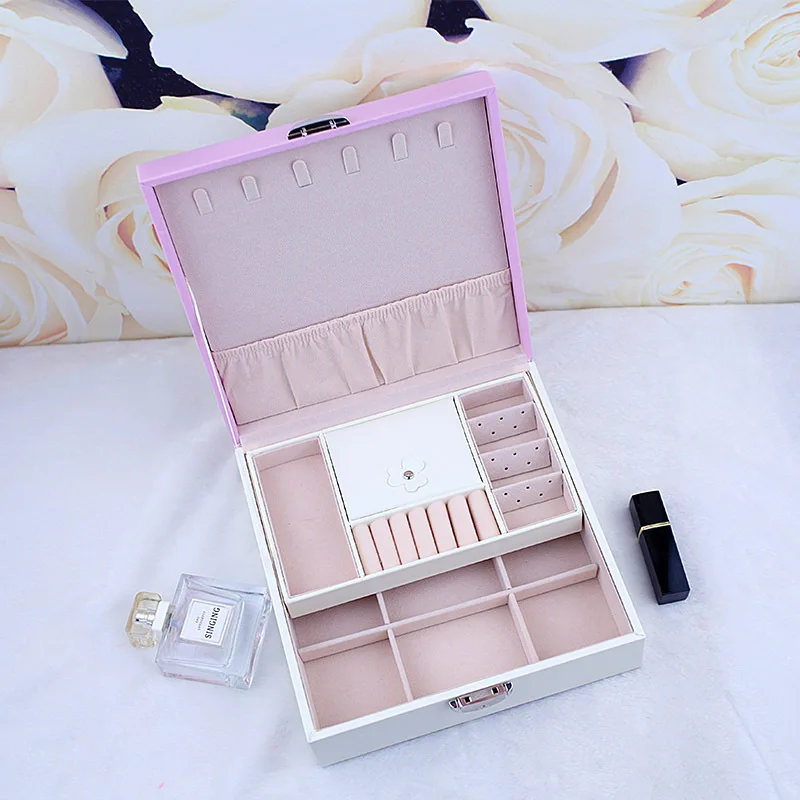 Кожаная Коробка для ювелирных изделий Подарочная коробка упаковки большой