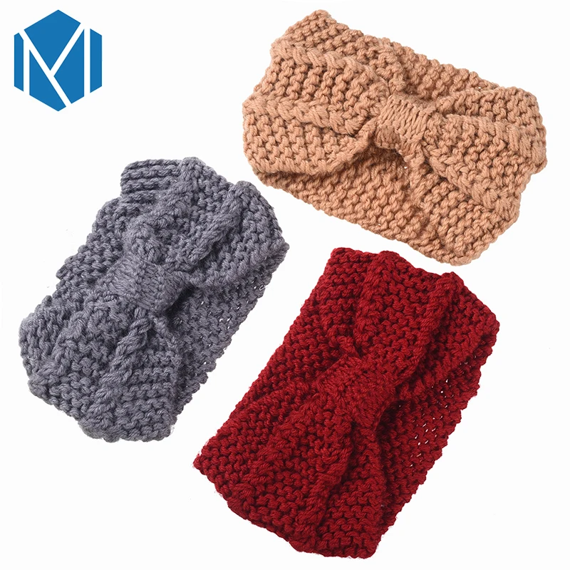 Одна штука зимних ободков для волос для девочек, теплый вязаный повязка тюрбан крючком с широкой растяжкой обертывание на голову украшение.