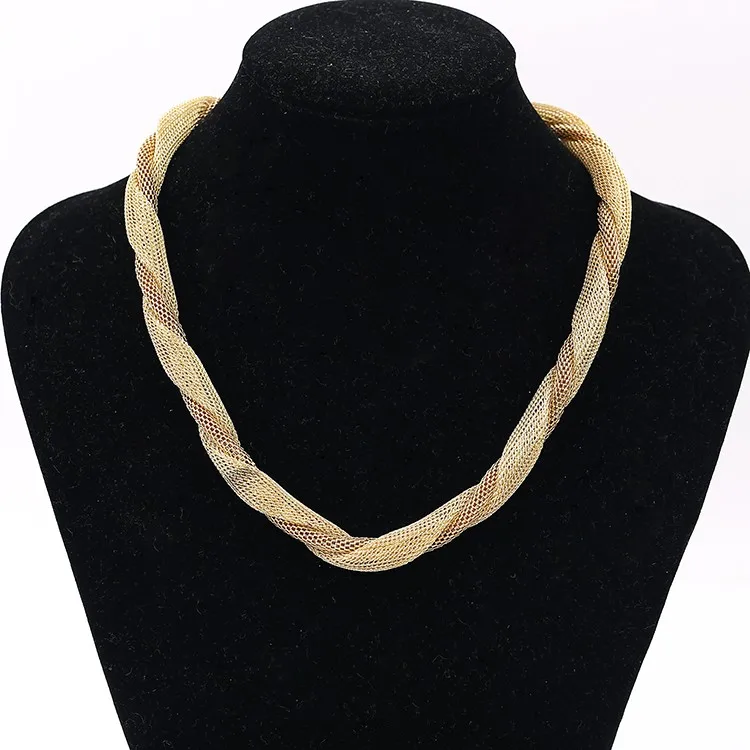 2019Hot серебряное ожерелье цепочка ожерелье сетка ювелирные изделия для женщин Твист цепь воротник колье ювелирные изделия на шею для все Вечерние