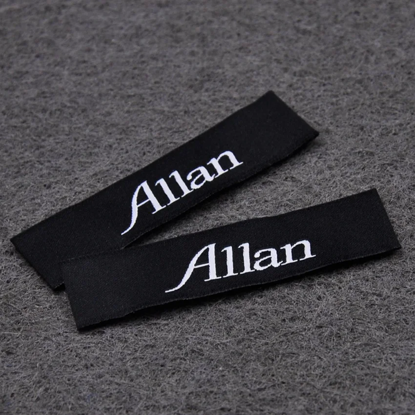 Тканые этикетки на заказ 1000 шт./лот индивидуальные для шитья одежды черные