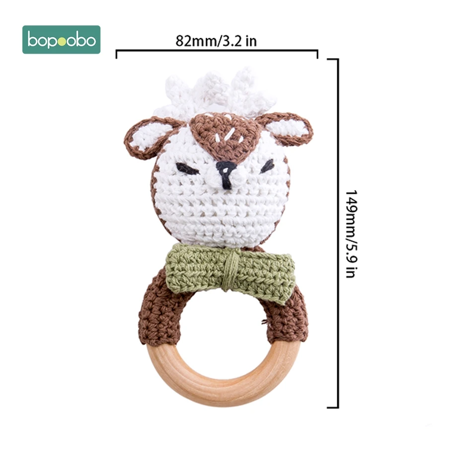 Deer Rattle Bopobo/детский Прорезыватель для зубов; детская коляска с силиконовыми бусинами для активного отдыха; персональный фиксатор; цепочка для соски; погремушка; держатель для пустышки; деревянный Прорезыватель - Цвет: Deer Rattle