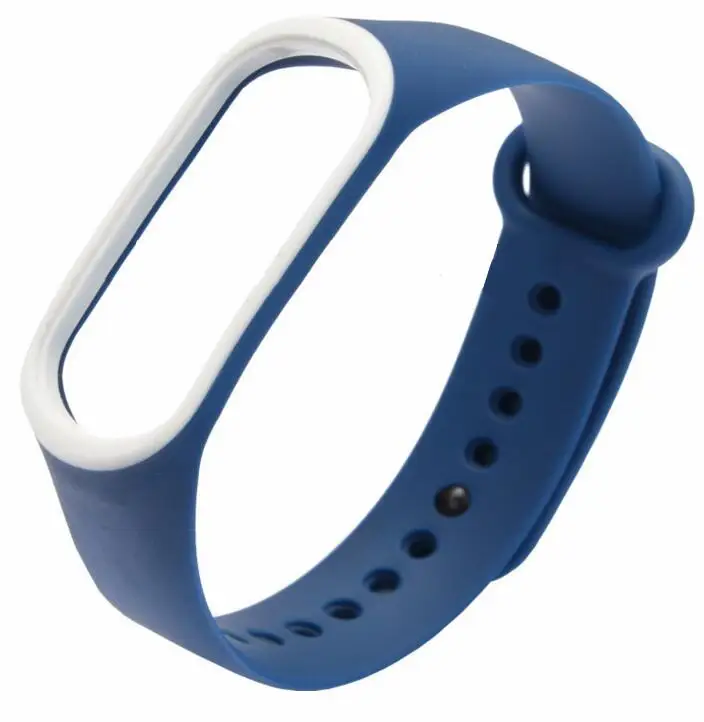 white deepBlue Xiaomi Mi ремешок, 3 браслета, ремешок, умные силиконовые браслеты, двойной ремень, 2 цвета, сменный ремешок для часов, спортивный ремешок, подарок, цветной - Цвет: white deepBlue