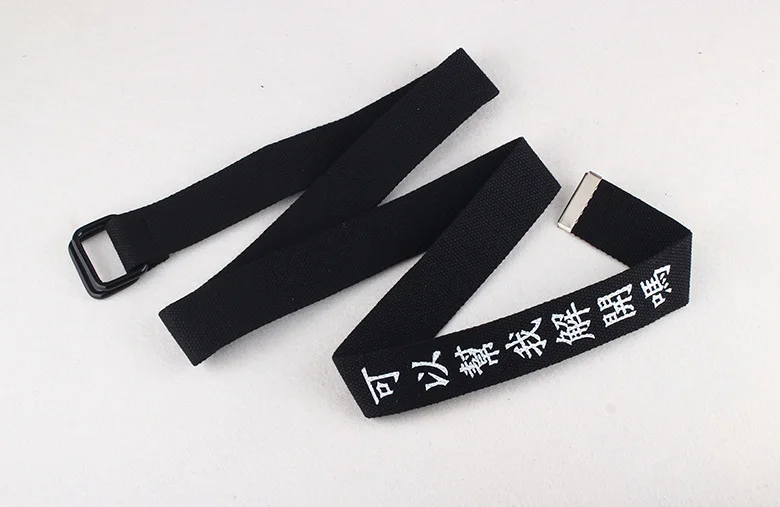 Black White Canvas Belt For Men Women Jeans Chinese Characters Personality Double Ring Buckle Belt Casual white Waistband Z3