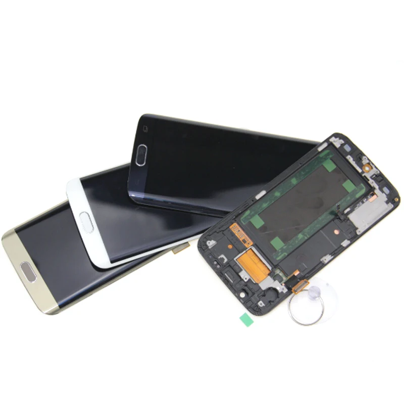 Для Samsung Galaxy S6 edge G925 G925F ЖК дисплей Дисплей Сенсорный экран дигитайзер с рамкой в