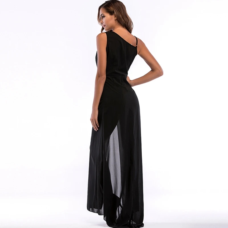 Платье Yilia женское шифоновое прозрачное без рукавов пикантное Длинное