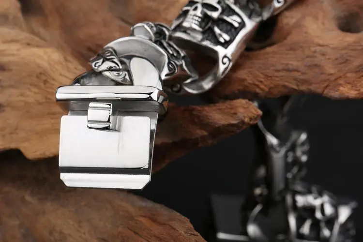 26mm Heavy Punk Rock Cool Gothic Men's Biker Jewelry Skull Skeleton Link Bracelet Vintage 316L Stainless steel Bangle | Украшения и