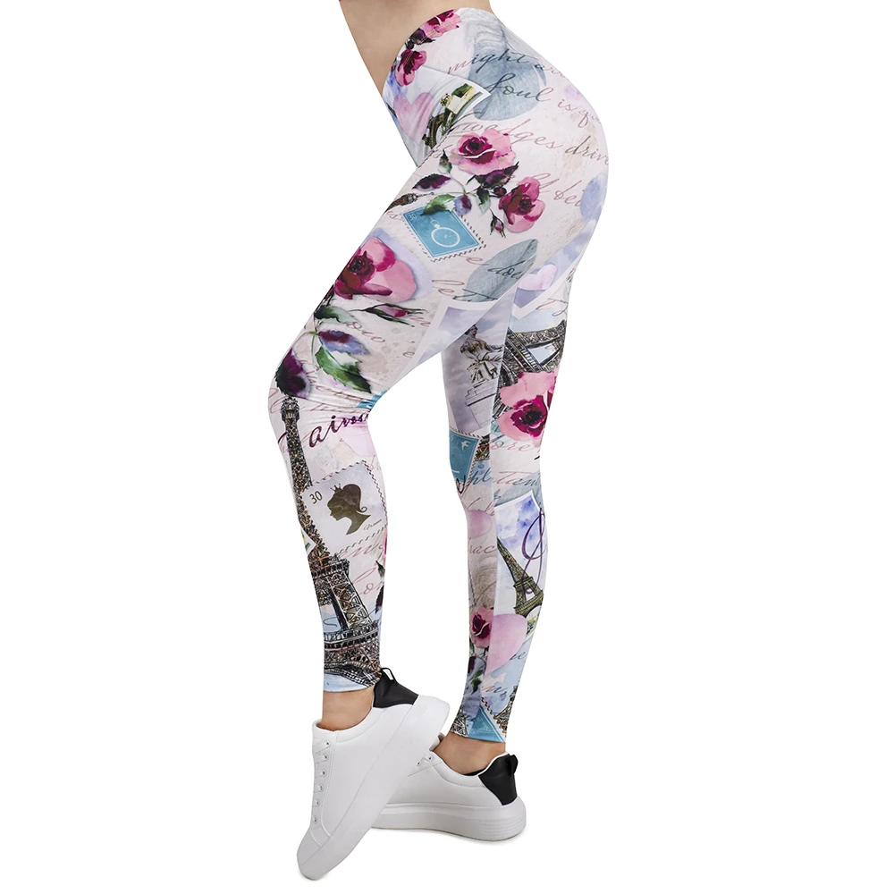 

Women Legging from paris with love Printing Leggins Slim High Elasticity Legins Popular Fitness Leggings Female Pants