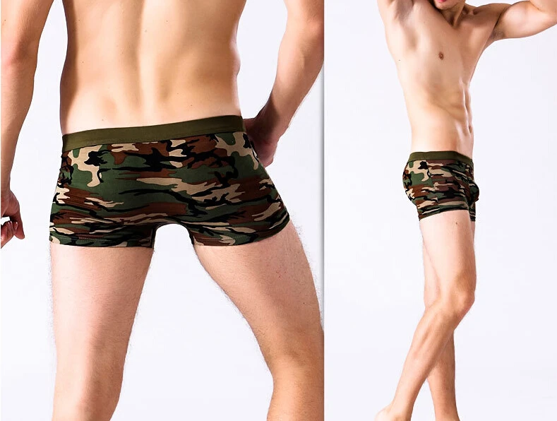 Бесплатная доставка мужские сексуальные камуфляжные боксеры с принтом