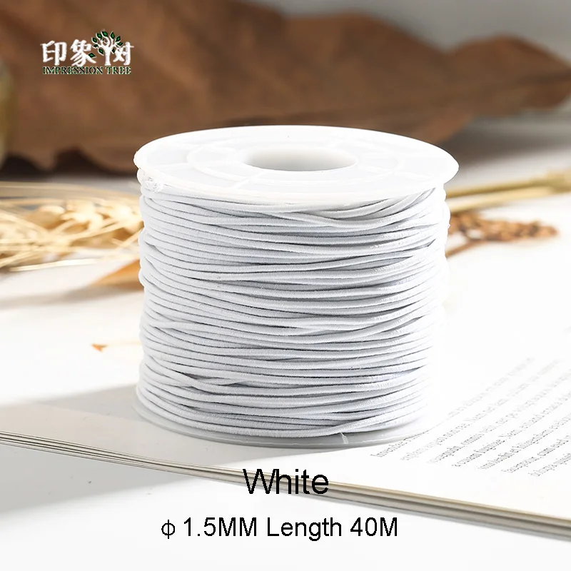 White 1.5MM 0,8/1,0/1,2/1,5 мм высокие Стретч эластичный шнур круглого поделки своими руками браслет Цепочки и ожерелья ювелирных изделий, украшенных бисером нить 40092 - Цвет: White 1.5MM