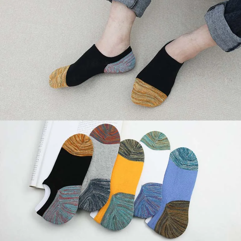 Новые мужские Короткие хлопковые носки для отдыха Twotone полосатые невидимые