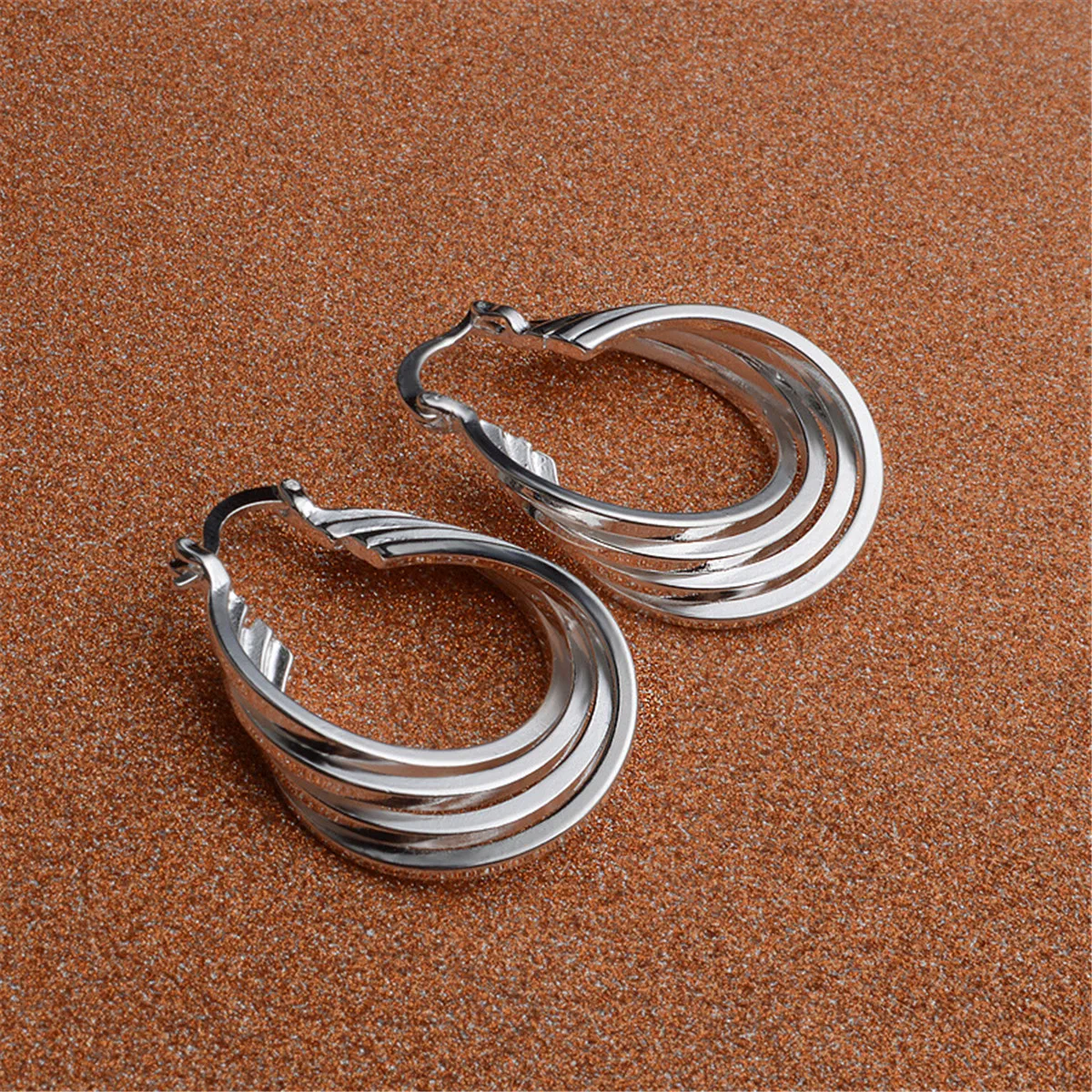 Женские серьги с серебряным покрытием четыре линии|earrings turquoise|earrings imitationearrings flat |