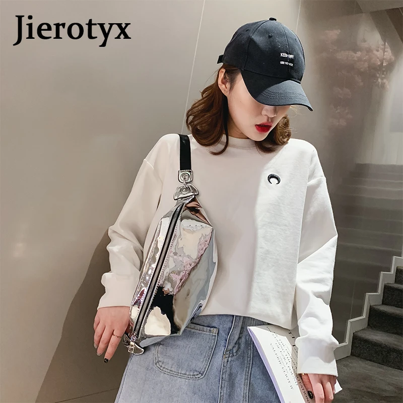 JIEROTYX, женская сумка, модная, лакированная кожа, светильник, сумка на талию, женская кожаная поясная сумка с карманом, поясная сумка, голографическая поясная сумка, скидка