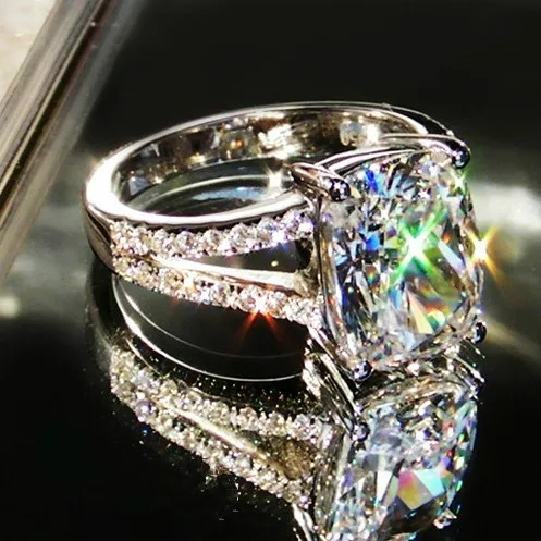 Vintage Fantastic Solid Platinum PT950 Ring 3.85CT Cushion Diamond Engagement Beautiful Birthday Present Mother Day Gift | Украшения и