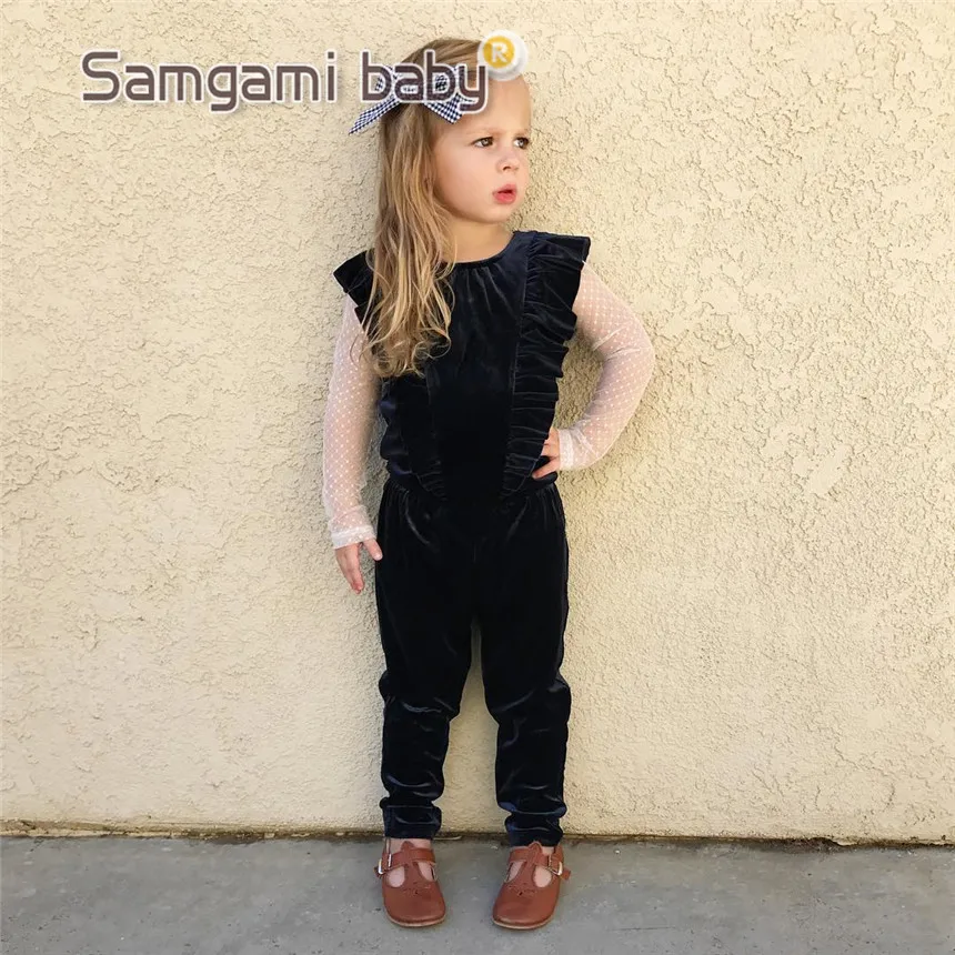 Детские бархатные брюки SAMGAMI комбинезон с оборками для девочек на весну и осень