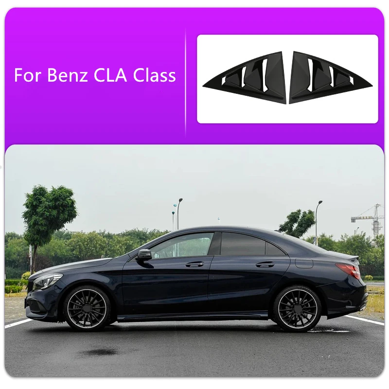 

Gloss Black Car Rear Window Louvers piano lacquer Car Stickers Car cover For Mercedes Benz CLA 2013 TO 2019 Car styling ABS