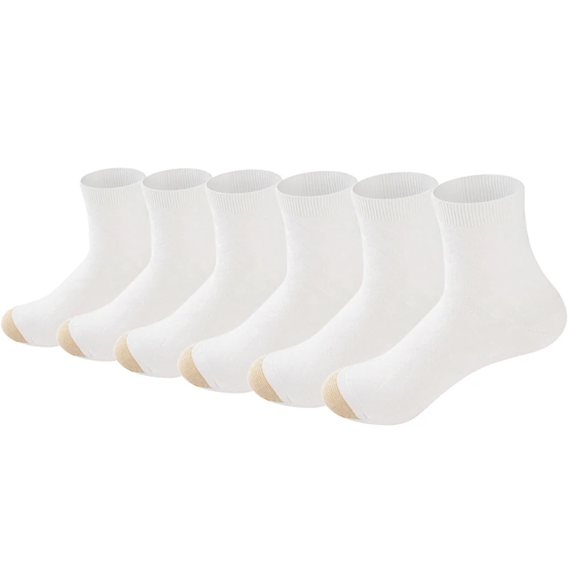 White(6 Pairs) LifeWheel 6 пар/лот бамбуковые антибактериальные дышащие мужские носки средней длины Повседневные носки - Цвет: White(6 Pairs)