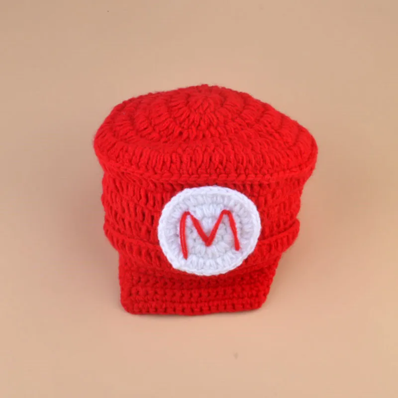 Crochet Newborn Baby Photo Props Super Mario and Luigi Inspired Beanie Hat&ampDiaper Cover Set Knitted Boy Costume H252 | Детская одежда