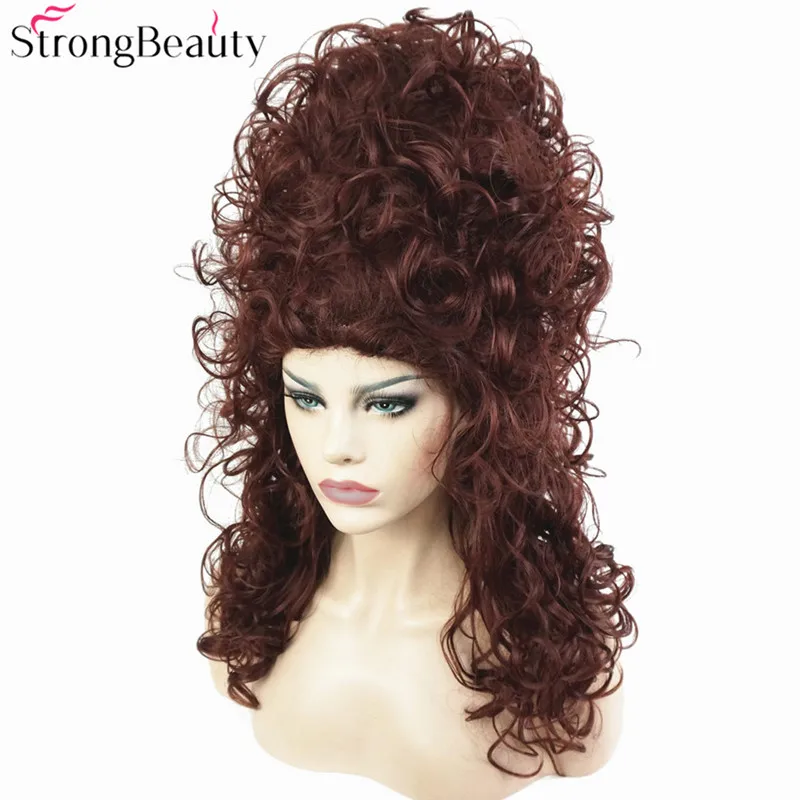 Strongbeauty синтетический парик с длинными вьющимися темно каштановый перетащите