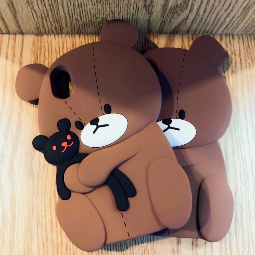 Забавный мультяшный 3D Медведь Игрушка-обнимашка куклы чехол для телефона для Apple IPhone X мягкий силиконовый защитный чехол для iphone 8, 8 Plus