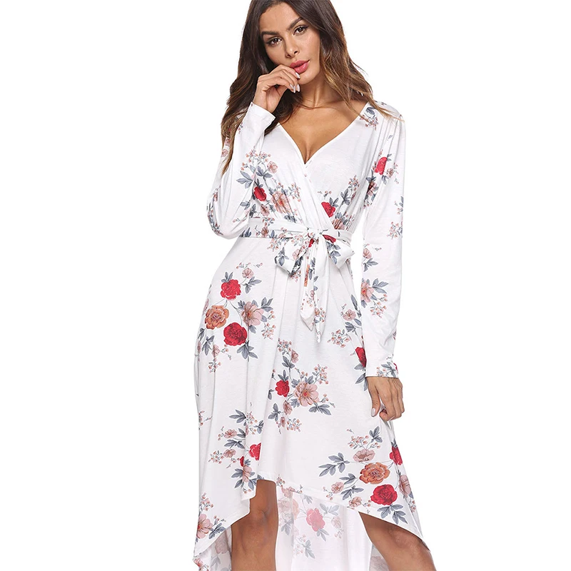2020 женское весеннее платье Модное шифоновое пляжное с цветочным принтом в