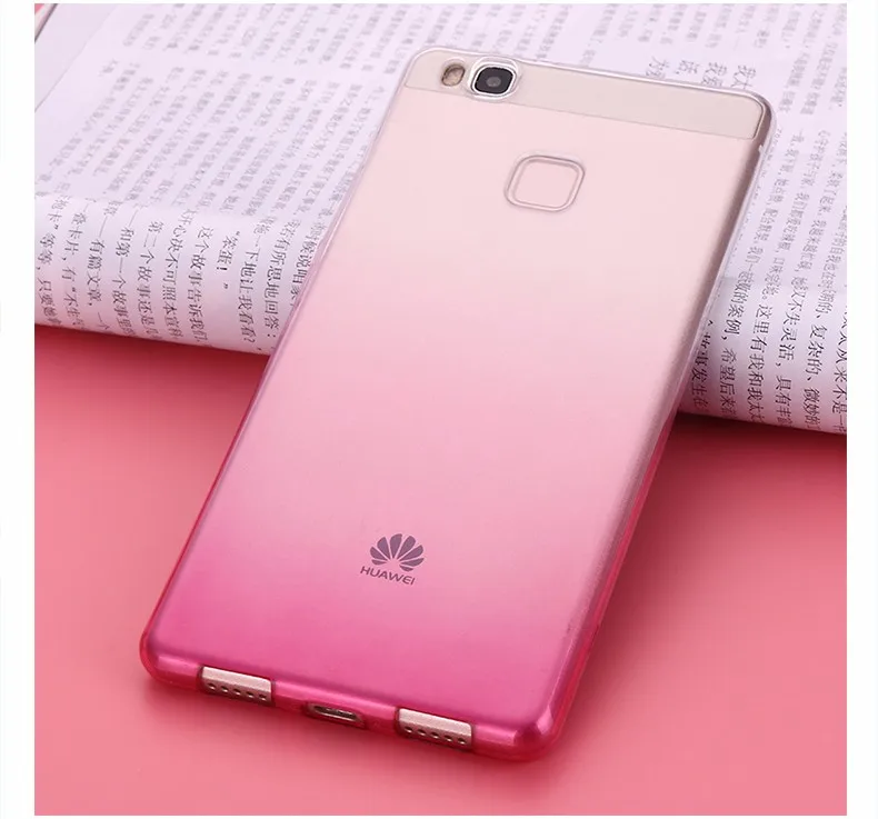 Ультратонкий Прозрачный мягкий ТПУ чехол для huawei P8 P9 Plus P8 Lite силиконовый градиентный защитный чехол для huawei P9