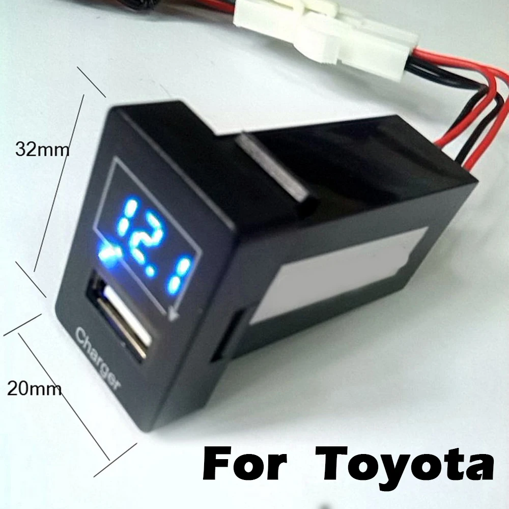For New T oyota USB Автомобильное зарядное устройство светодиодный светильник напряжение дисплей 12 В 2.1A для Honda для Toyota для Nissan для Mitsubishi для Suzuki для Mazda - Название цвета: For New T oyota