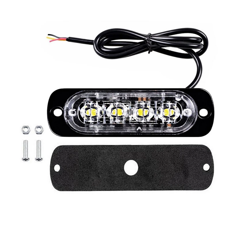 KEYECU 2 шт. 12 в белый/янтарный 4-LED Водонепроницаемый аварийный Маяк вспышка