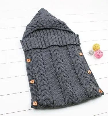 82W261 Dark gray Детские спальные мешки, зимние теплые флисовые пеленальные одеяла для младенцев 0-6 м, белье для коляски, детский спальный мешок - Цвет: 82W261 Dark gray