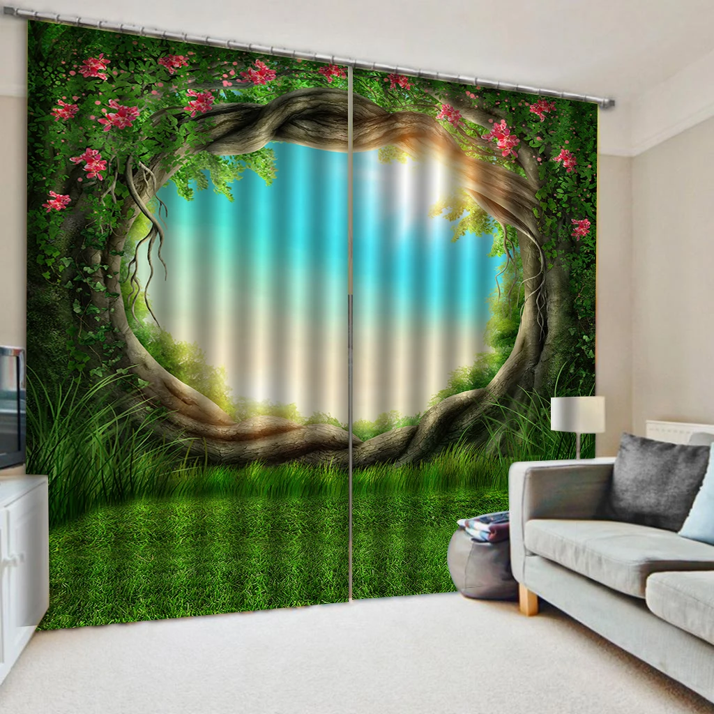 Tree Hole Print Windows Curtains for Living Room Bedroom Decorative Kitchen Drapes Window Treatments Rustic Style | Дом и сад